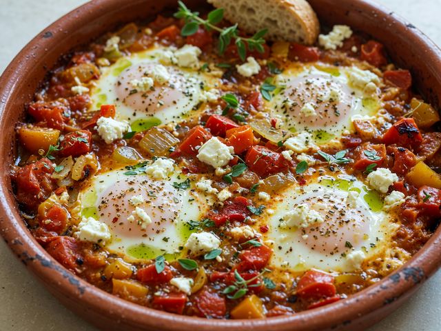 Mediterranean Tomato & Feta Baked Eggs
