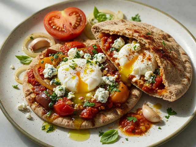 Mediterranean Tomato-Feta Shakshuka Pitas