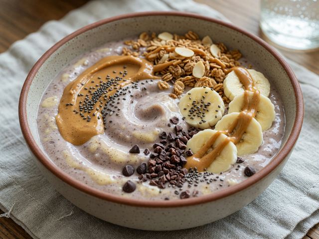 Muscle-Building Peanut Butter Banana Protein Smoothie Bowl