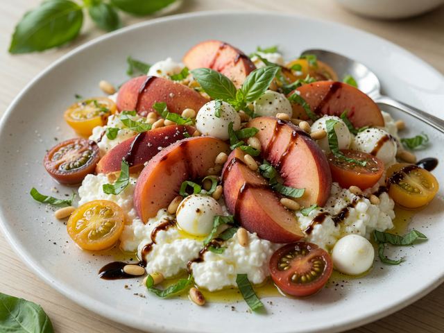 No-Cook Peach Caprese Cottage Cheese Breakfast Bowls