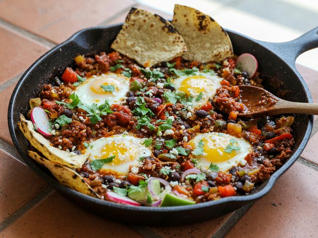 One-Pan Chorizo Huevos Rancheros Skillet