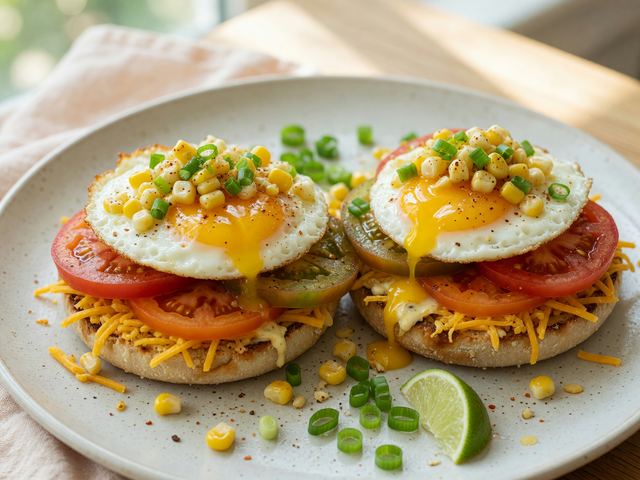 Open-Face Heirloom Tomato & Corn Relish Egg Melts