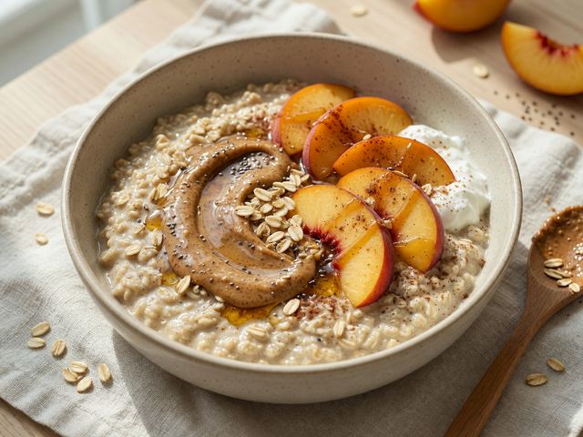 Peach & Almond Butter Protein Overnight Oats