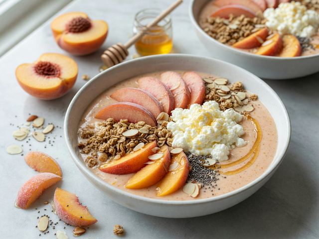 Peach & Cottage Cheese Protein Smoothie Bowls