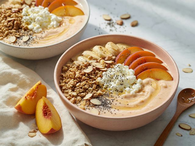 Peach Cottage-Cheese Protein Smoothie Bowls