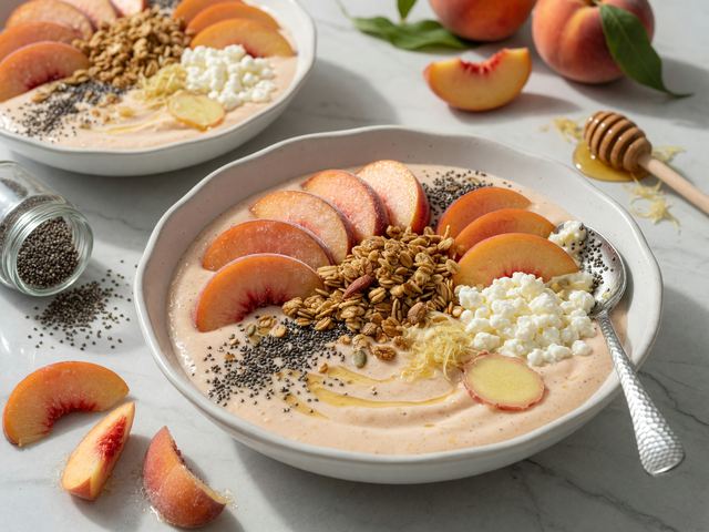 Peach Ginger Cottage-Cheese Smoothie Bowls