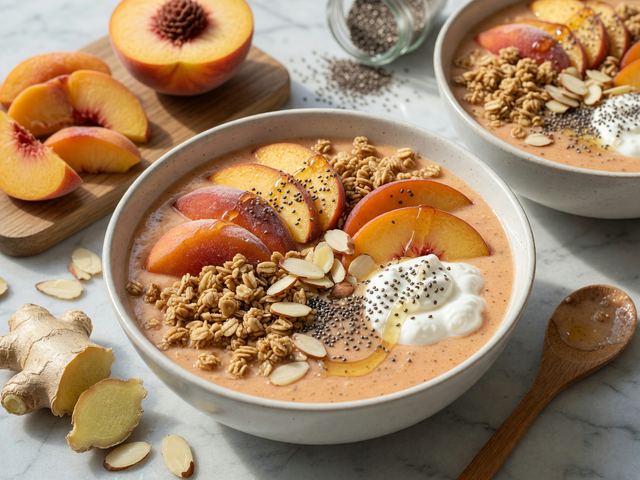 Peach-Ginger High-Protein Smoothie Bowls