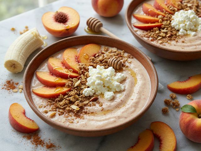 Peach Protein Cottage-Cheese Smoothie Bowls