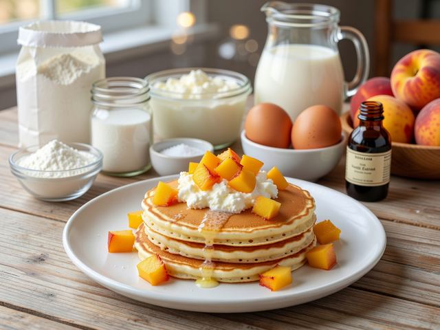 Peach Ricotta Pancakes