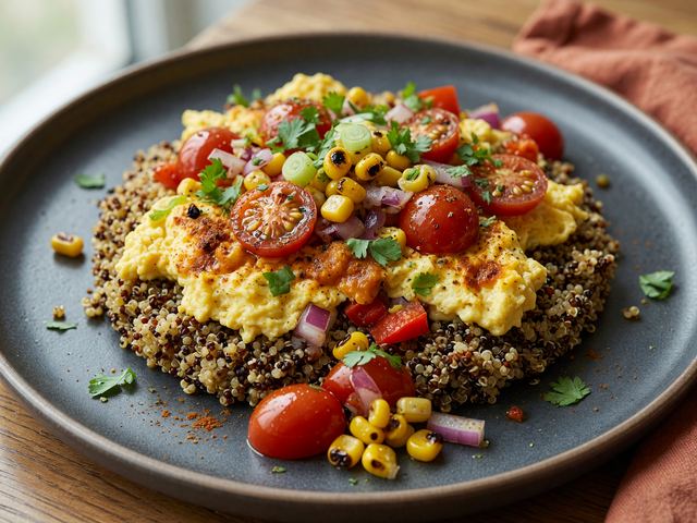 Peruvian Quinoa Egg Breakfast Skillet Bake