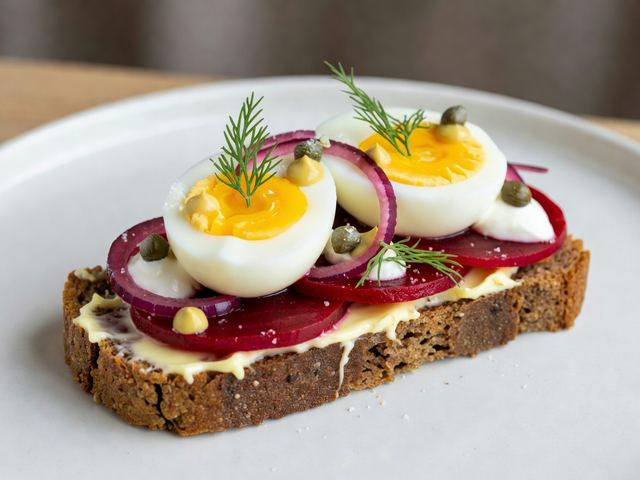 Pickled Beet & Egg Open-Face Sandwich