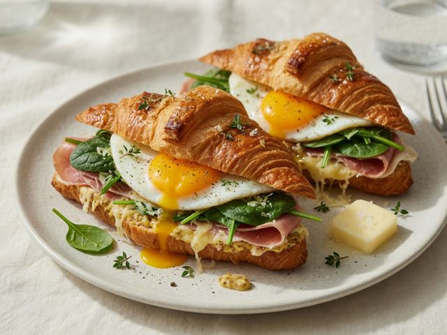 Prosciutto Gruyère Croissant Breakfast Sandwiches
