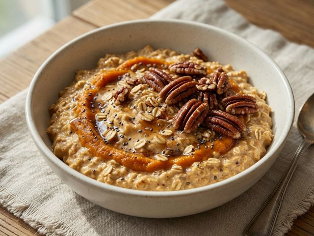 Pumpkin Spice Overnight Oats with Maple Pecans