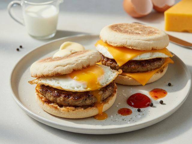 Sausage, Egg & Cheese English Muffin Sandwiches
