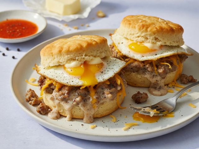 Sausage Gravy Biscuit Breakfast Sandwiches