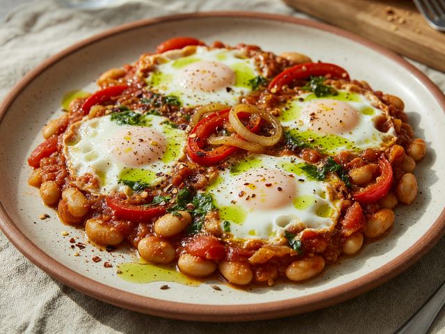 Shakshuka-Style Sheet-Pan Eggs and Beans