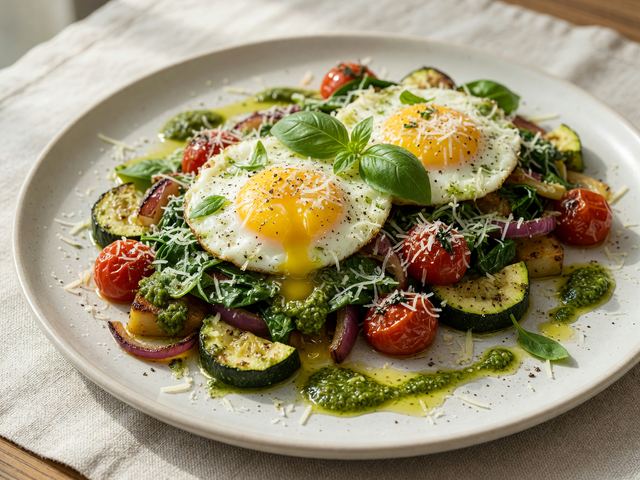 Sheet-Pan Pesto Eggs and Veggies