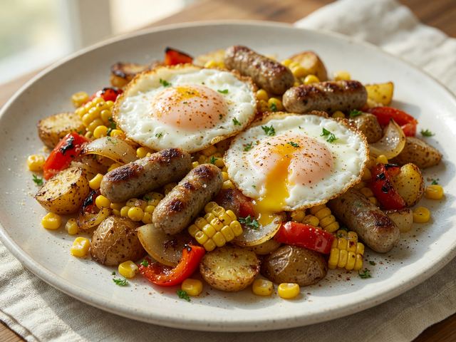 Sheet-Pan Turkey Sausage Sweet-Corn Breakfast Hash