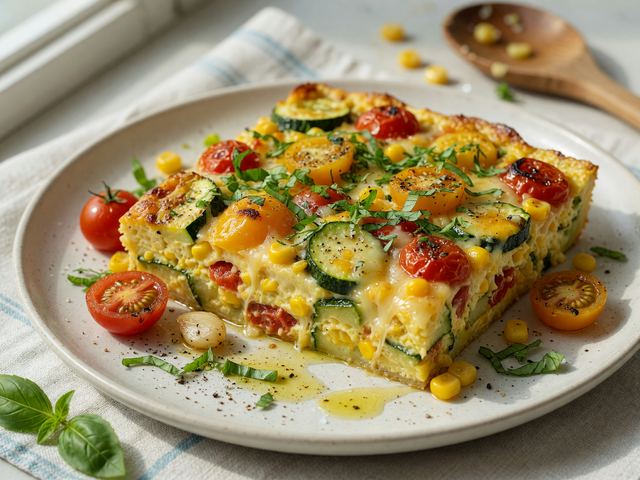 Sheet-Pan Zucchini, Corn & Tomato Egg Bake