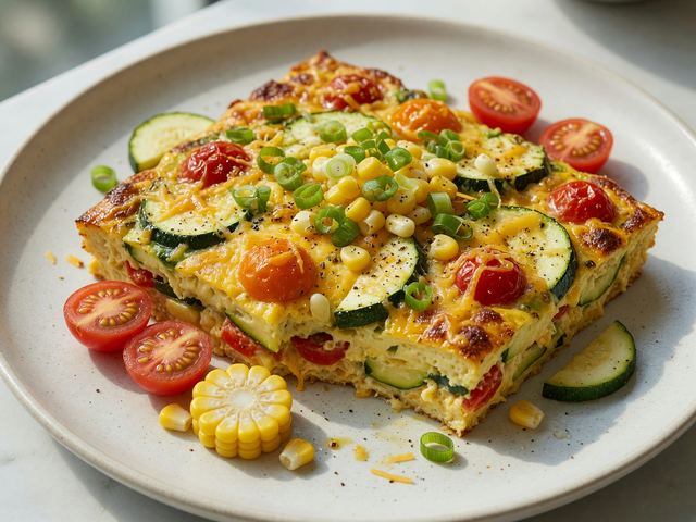 Sheet-Pan Zucchini & Tomato Egg Bake with Fresh Corn