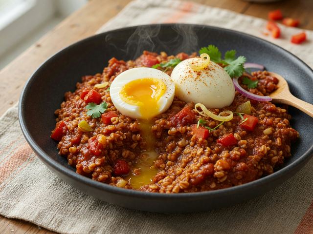 Slow-Cooker Jollof-Style Oat Porridge with Eggs