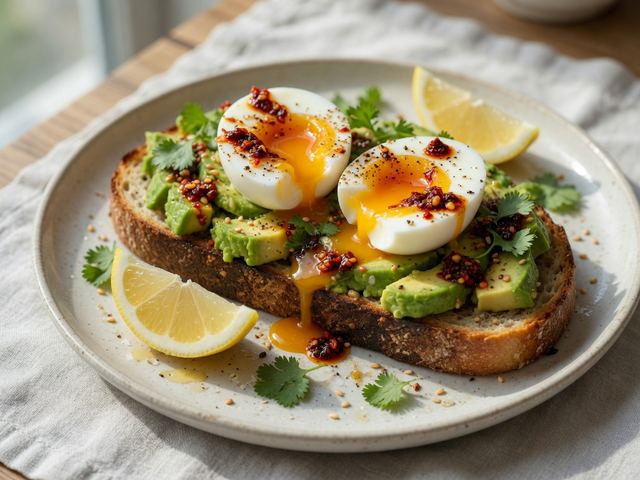 Soft-Boiled Eggs & Avocado Toast with Chili Oil