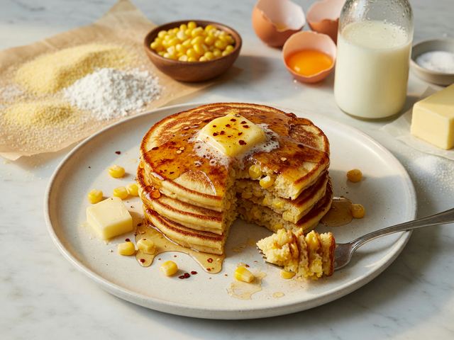 Southern Fresh-Corn Buttermilk Pancakes with Hot Honey Butter
