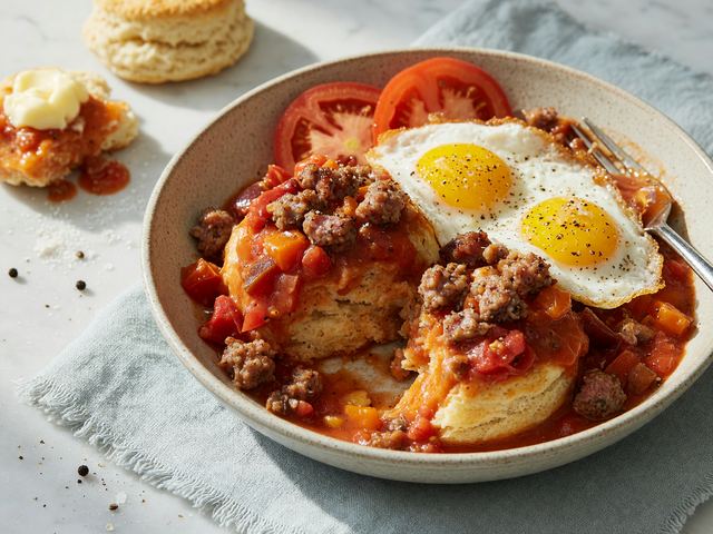 Southern Tomato Gravy Biscuit Breakfast Bowls