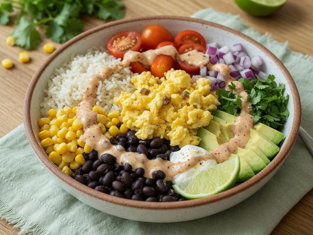 Southwest Breakfast Burrito Bowls with Chipotle Crema