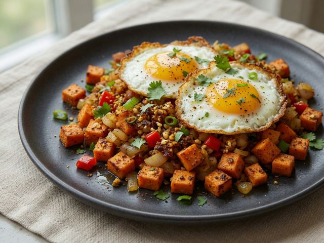 Southwest Sweet Potato Breakfast Hash with Crispy Eggs