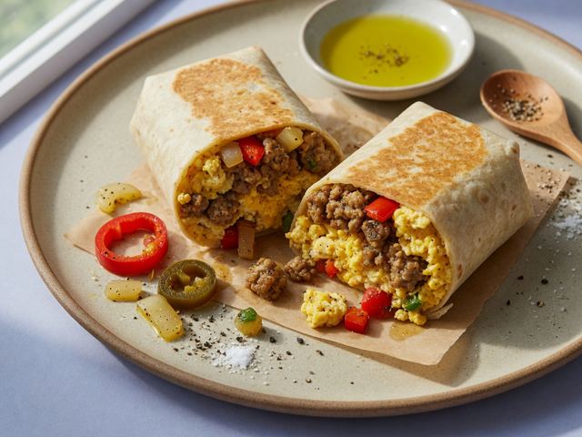 Southwest Turkey Sausage Breakfast Burritos