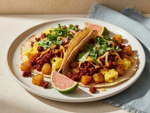 Spicy Chorizo and Potato Breakfast Tacos