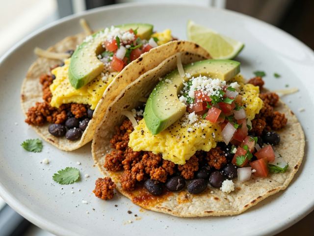 Spicy Chorizo Black Bean Breakfast Tacos