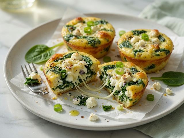 Spinach feta cottage cheese egg bites