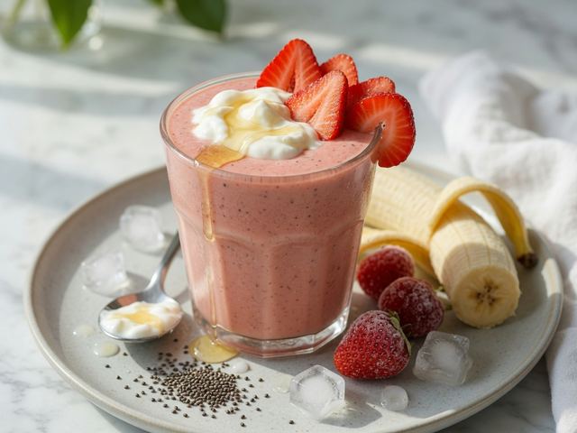 Strawberry Banana Protein Smoothie with Greek Yogurt