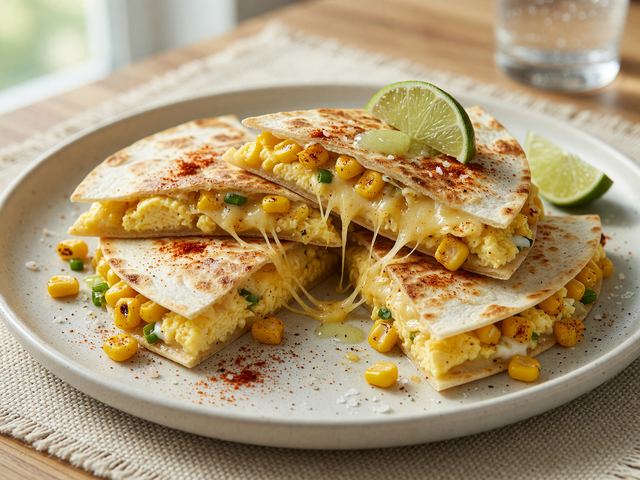 Street-Corn Breakfast Quesadillas with Scrambled Eggs