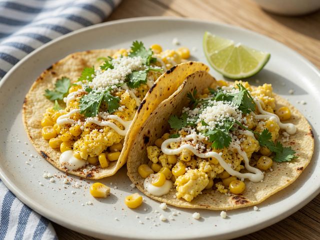 Street-Corn Breakfast Tacos with Scrambled Eggs & Cotija