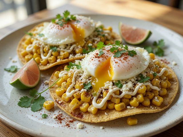Street-Corn Breakfast Tostadas with Soft Eggs