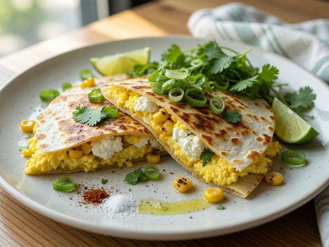 Street-Corn Ricotta Scramble Breakfast Quesadillas
