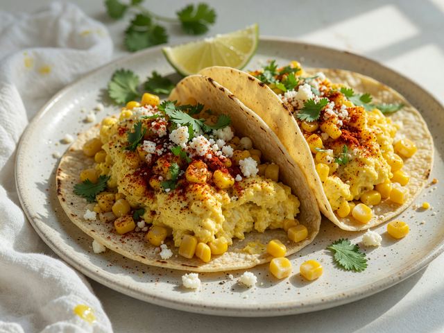 Street-Corn Soft-Scramble Breakfast Tacos
