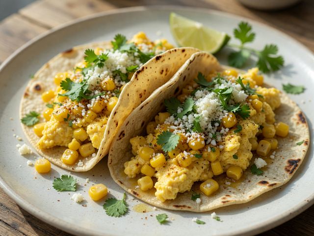 Street-Corn Soft-Scramble Breakfast Tacos