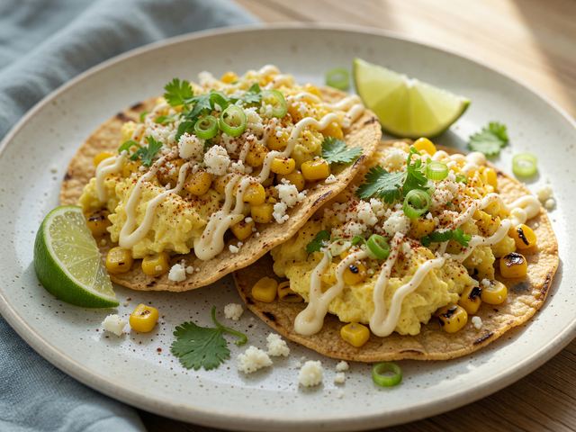 Street Corn Soft-Scramble Breakfast Tostadas