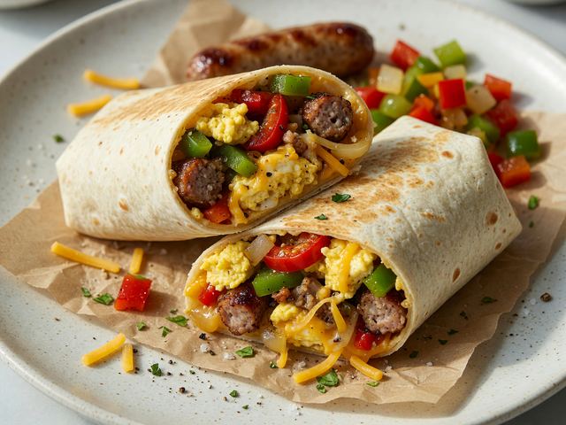 Sunday-Batch Sausage Egg & Pepper Breakfast Burritos