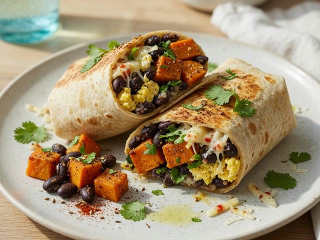 Sweet Potato Black Bean Breakfast Burritos