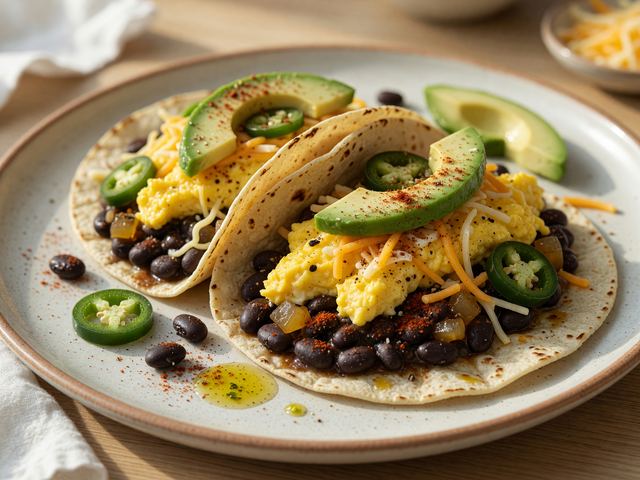 Tex-Mex Black Bean and Egg Breakfast Tacos