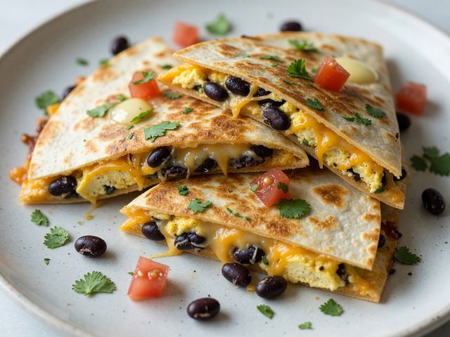 Tex-Mex Black Bean Egg Breakfast Quesadillas