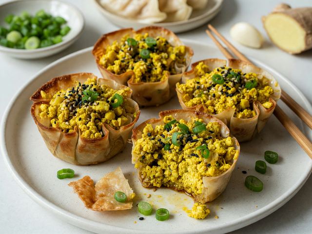 Tofu Scramble Dumpling Bake Cups