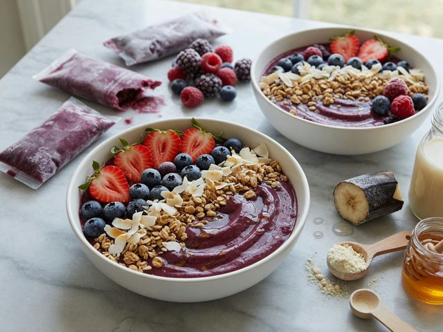 Triple-Berry Acai Smoothie Bowls