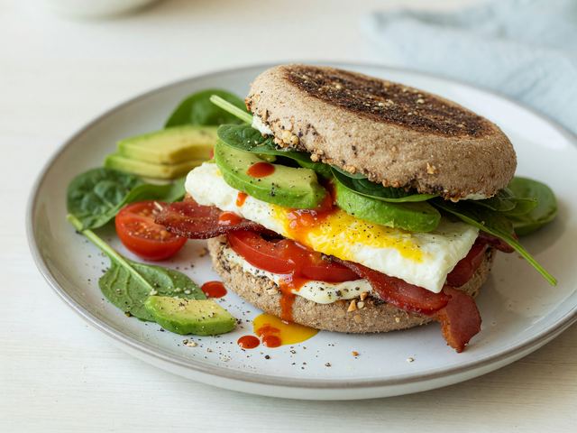 Turkey Bacon Avocado Breakfast Sandwich