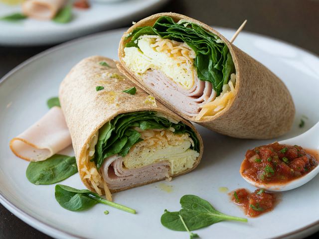Turkey Egg-White Spinach Breakfast Wrap